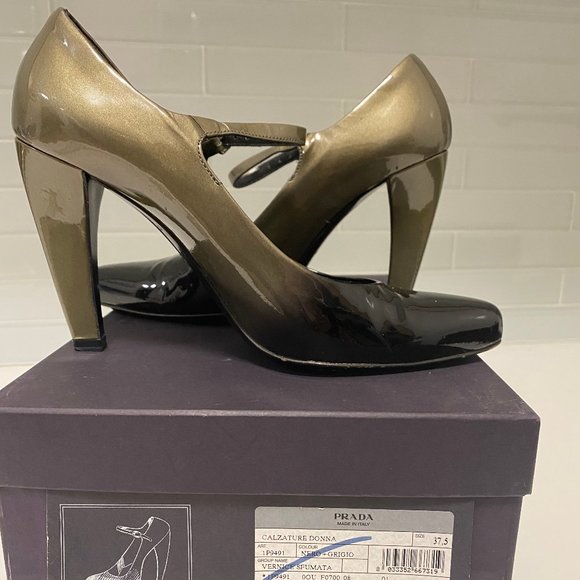 Prada Gold/Black Ombre Mary Janes w/BOX! - 37.5 - Picture 1 of 3